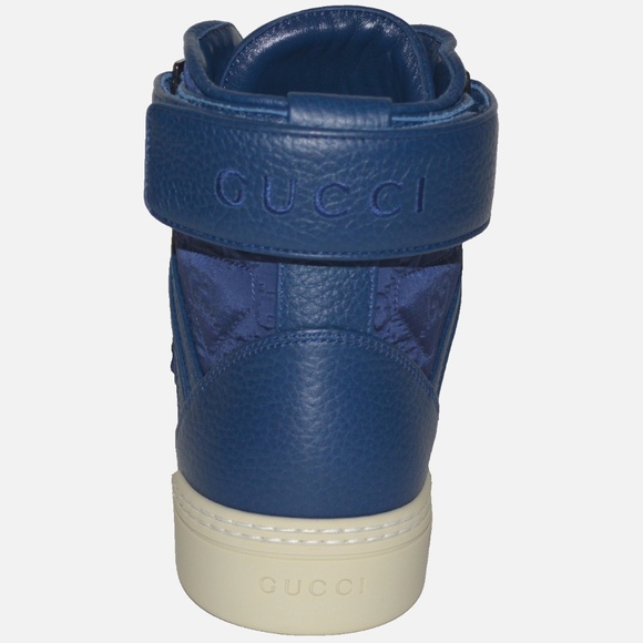 NIB GUCCI GG GUCCISSIMA MENS HITOP NYLON LEATHER SNEAKERS - Picture 7 of 9